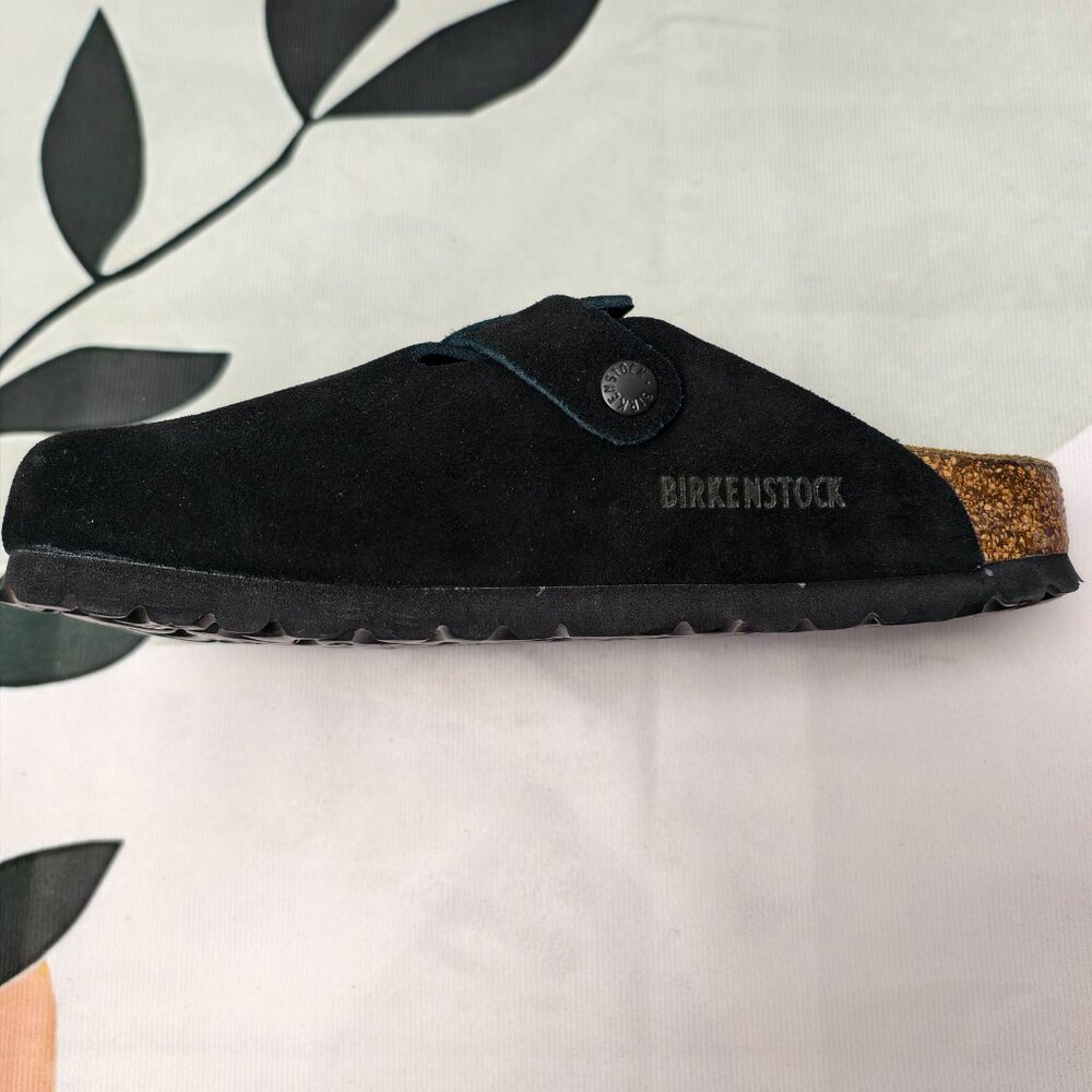 NWT - Women's Black Suede Birkenstock Boston Shoes - Narrow Fit - Picture 4 of 5